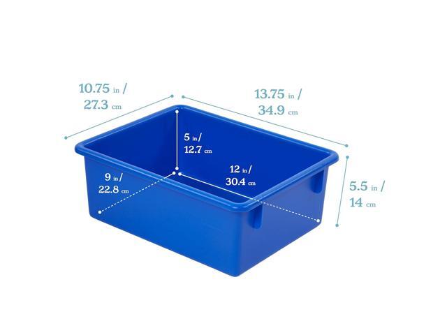 ECR4Kids Letter Size Deep Tray with Lid, Storage Bin, Blue, 10-Piece