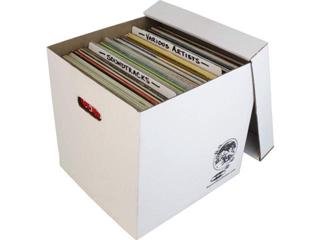 Durable 12 inch Vinyl Record Storage Box - Heavy-Duty Cardboard Construction with Removable Lid - Holds Up to 90 Records Each - Built Tough for...