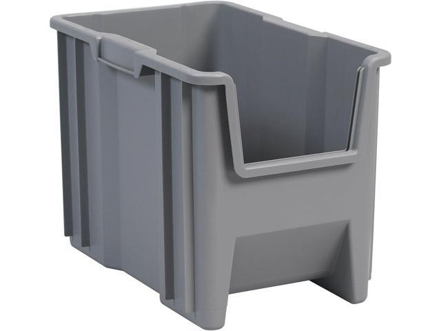 Akro-Mils 13014 Stak-N-Store Heavy Duty Stackable Open Front Plastic Storage Container Bin, (17-1/2-Inch x 11-Inch x 12-1/2-Inch), Gray, (4-Pack)