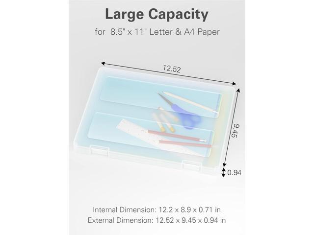 iBune 4-Pack A4 Plastic Paper Organizer Box, Scrapbook Storage for 8.5 x 11 Letter Papers, Portable Document Holder, Photo Storage Box Sticker Art...