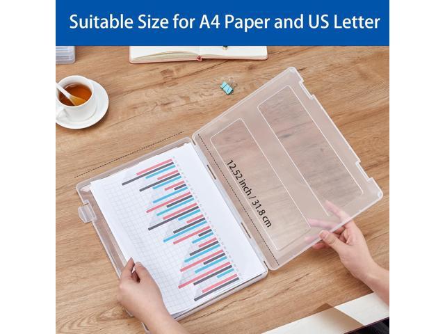 12 Pack Paper Storage Boxes (Large A4+A4+A5), 8.5 x 11 Plastic Portable Project Case for US letter Size, Plastic Multi-Purpose Thick Scrapbook...