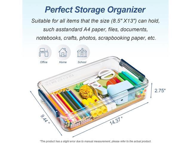 2 Pcs 5.5qt 9 x 13 Plastic Portable Project Case With Snap-Tight Latch Clear Stackable Storage Box With Lids Organizer Container For A4 File Photo...