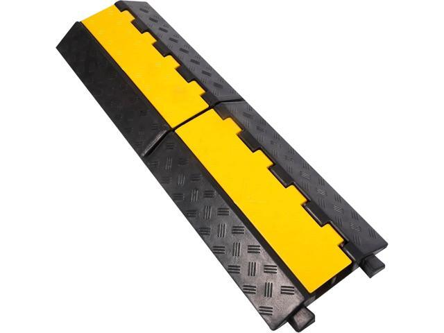Rubber Cable Ramp Cord Cover Cable Protector Ramps Wire Hose Protective 2 Channel 22000Lbs Load Capacity Traffic Speed Bump for Asphalt Concrete...