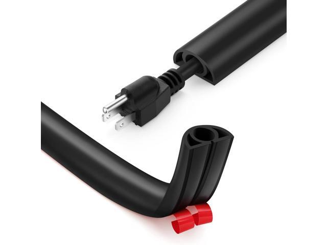 12ft Cord Cover Floor for Extension Cords, Self-Adhesive Floor Cable Cover to Protect Cables & Prevent Tripping, PVC Cord Hider Protector, Internal...