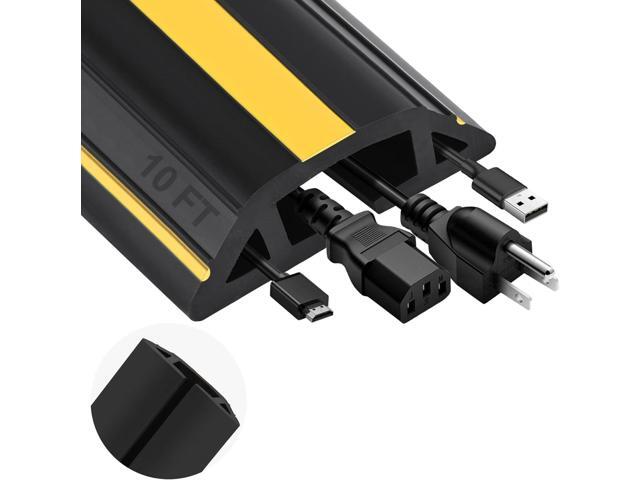 MYFAMIREA 10FT Floor Cord Cover Heavy Duty Cable Cover Protector with 3 Channels Extension PVC Floor Wire Cover Outdoor Cord Hider Management Cord...