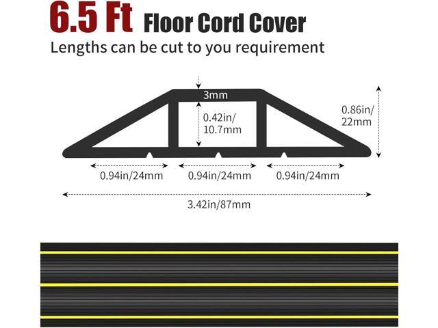 6 FT Floor Cable Cover, Cord Covers for Wires on Floor, Heavy Duty PVC Duct Extension Wire Covers, 3 Channels Cable Management for Indoor Outdoor,...