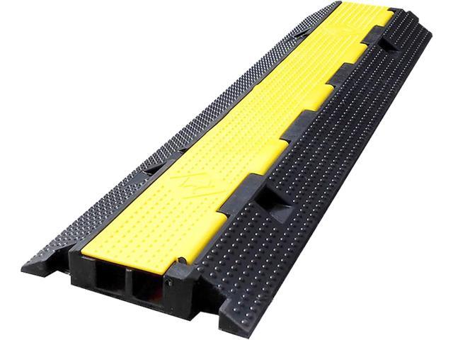 1 Pack Rubber Cable Ramp Hose Cable Protector Ramp 2 Channel 22000Lbs Load Capacity Traffic Speed Bump Wires Power Lines Extension Cord Cover for...