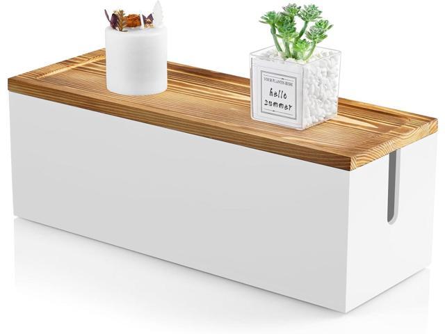 Large Cable Management Box, Wooden Cord Organizer Box for Desk, Floor, Office to Hide Extension Cords Power Stripes Surge Protectors Chargers...