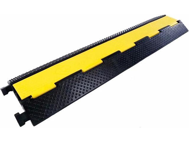 Rubber Cable Ramp Cord Cover Cable Protector Ramps Wire Hose Protective 2 Channel 22000Lbs Load Capacity Traffic Speed Bump for Asphalt Concrete...