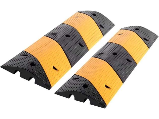 2 Pack Rubber Cable Ramp Hose Cable Protector Ramp 2 Channel 88000Lbs Load Capacity Traffic Speed Bump Wires Power Lines Extension Cord Cover for...