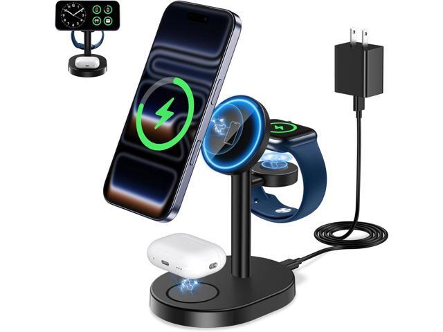 2025 3 in 1 Wireless Charging Station for Apple MagSafe Charger, 15W Fast Magnetic Mag-Safe Charger Stand for iPhone 17 16 15 14 13 12 Apple Watch...