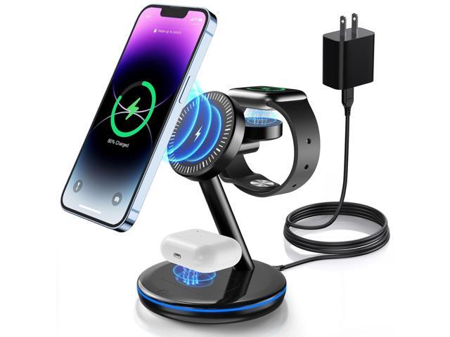 3 in 1 Charging Station for Apple Devices 18W Fast Mag-Safe Charger Stand Magnetic Wireless Charger Station for iPhone 17 16 15 14 13 12 Pro/Pro...