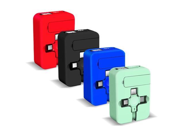 4 Pcs 3 in 1 Retractable Multi Fast Chargers Cable (3.28FT) with USB C/Micro USB/IP and Phone Stand, Festivals and Birthday Gift for Your Family...