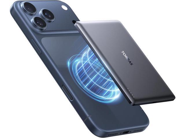 TORRAS MiniMag Power Bank, Ultra Slim 5,000mAh Wireless Portable Charger with USB-C Cable, Fast Charging iPhone Air Magnetic Battery Pack,...