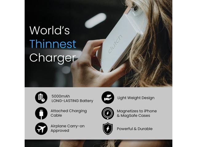 Clutch Pro Portable iPhone Charger for Travel 5000 mAH TSA Approved Magnetic Airplane Safe Portable Charger only Compatible with iPhone 14 & Older...
