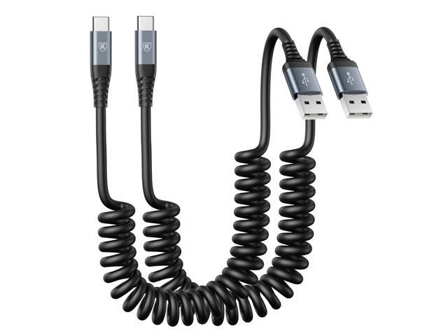 USB Type C Charger Cable Fast Charging, [2-Pack, 3ft] Coiled USB A to Type C Charger Cord for Car USB-C Cable Compatible with iPhone...