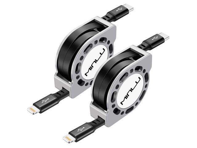 USB Type C to Lightning Cable 4Ft 2Pack, Retractable iPhone Charger Fast Charging for Retractable Car USBC iPhone Cord for iPhone14/13/12/11 Pro...