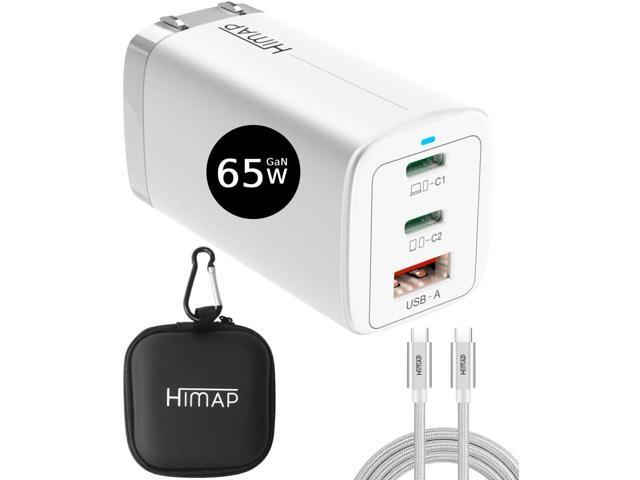 65W USB C Charger, GaN Pro PD Fast Charge Foldable 3 Ports Compatible with iPhone 15,14 Pro, MacBook, Samsung, Laptop, Android Devices (C Cable...
