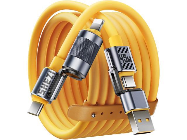 4 in 1 USB C Cable 45W 5FT Fast Charging & Data Transfer, Thicker Silicone Multi Charger Cord for iPhone iPad Charger Wire Combo with L/Type C/USB...