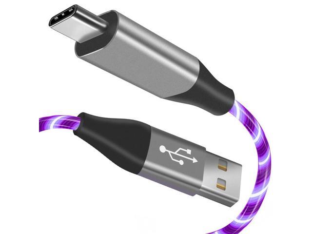 USB Type C Cable, LED Light up USB A to Type C Charger Cord Compatible with Samsung Galaxy S20/S10/S9/S8, LG V40, 3A Lighted Fast Charge Cord...