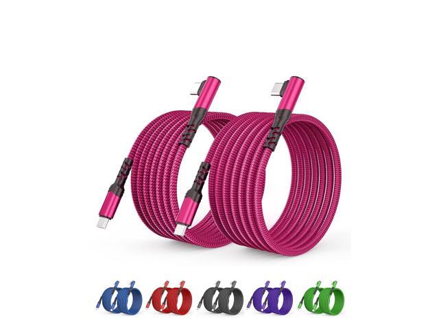 2-Pack USB C to USB C Cable 60W, 10ft+10ft Right Angle 90 Degree USB Type C Charger Fast Charging Cord for iPhone 17 Pro Max/16/15/14/Samsung...