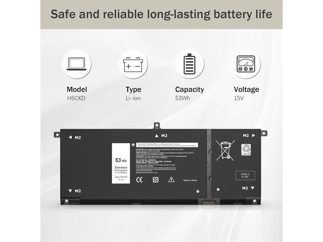 53Wh H5CKD Laptop Battery Compatible with Dell Inspiron 5400 7306 7405 7300 7500 7506 2-in-1 Silver 5300 5301 5402 5408 5409 5501 5508 Series...
