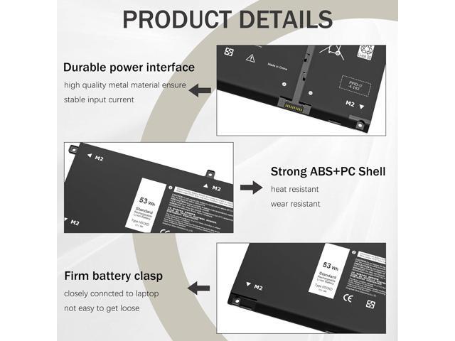 53Wh H5CKD Laptop Battery Compatible with Dell Inspiron 5400 7306 7405 7300 7500 7506 2-in-1 Silver 5300 5301 5402 5408 5409 5501 5508 Series...