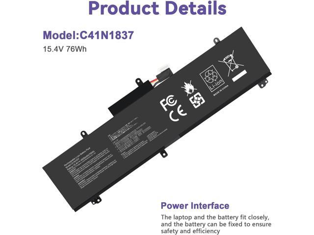 C41N1837 Laptop Battery for ASUS ROG Zephyrus G15 GA501I GA502 GA502D GA502DU GA502GU GA502IV GU502 GU502DU GX502GW GX532GV GU532GW GU502LU GU502LW...