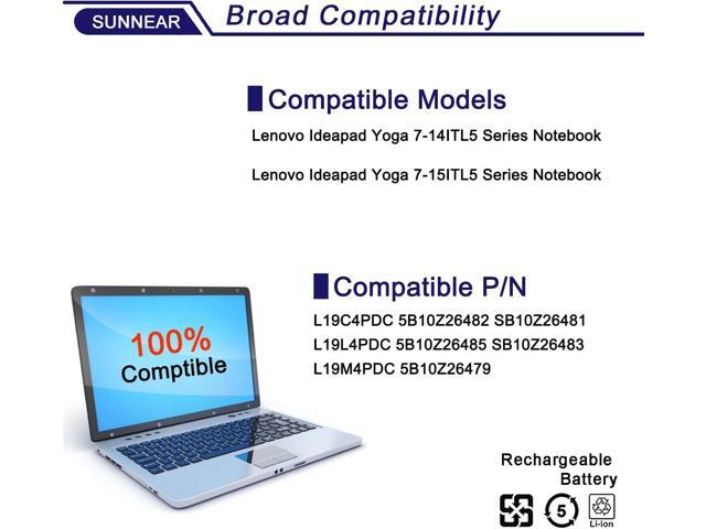 71Wh L19C4PDC L19L4PDC L19M4PDC Laptop Battery Compatible with Lenovo Ideapad Yoga 7-14ITL5 7-15ITL5 Series 5B10Z26482 5B10Z26485 5B10Z26479...