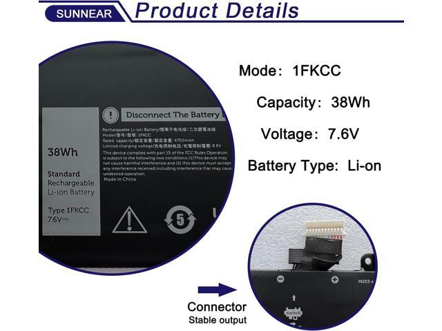 1FKCC Laptop Battery Compatible with Dell Latitude 7200 7210 2-in-1 Series Notebook T04J T04J001 T04J002 09NTKM 9NTKM T5H6P 0D9J00 D9J00 0KWWW4...