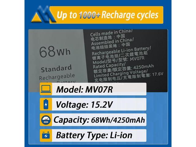 68Wh MV07R Laptop Battery Replacement for Dell G3 15 3500 3590 3700 3790 G5 15 5500 5505 SE Series JJRRD 0JJRRD 266J9 72WGV 072WGV W5W19 0W5W19...