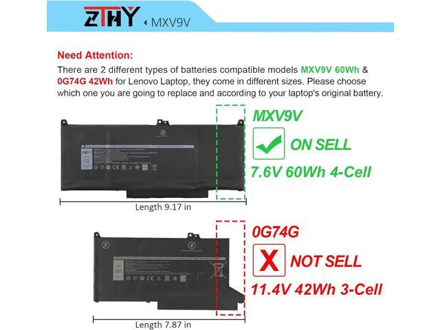 ZTHY MXV9V Battery 60Wh 4-Cell Replacement for Dell Latitude 5300 5310 7300 7400, Latitude 5300/5310 2-in-1, Inspiron 7300/7306 2-in-1 Black Series...