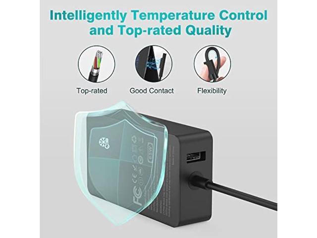 65W Charger Compatible with Microsoft Surface Pro 11, 10, 9, 8, 7+, 7, 6, 5, 4, 3, X, Power Adapter for Windows Surface Laptop 7/6/5/4/3/2/1, Go...