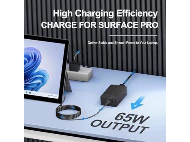 Surface Pro Charger 65W, Surface Laptop Charger Compatible with Microsoft Surface Pro 9/8/7+/7/6/5/4/3/X, Surface Laptop 5/4/3/2/1, Surface Book...