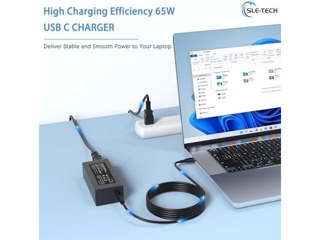 SLE-TECH 65W USB C AC Adapter Compatibile with Lenovo Thinkpad/Yoga/Chromebook,T480 T480S C930 C940 100e 300e 500e ADLX65YLC3D 4X20M26268 ADLX65YDC2A