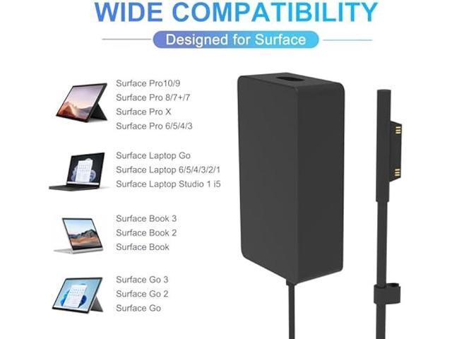 65W Surface Pro Laptop Charger for Microsoft Surface Pro 10, 9, 8, 7, 7+, 6, 5, 4, 3, X, Windows Surface Laptop 6, 5, 4, 3, 2,1, Surface Book 3, 2,...
