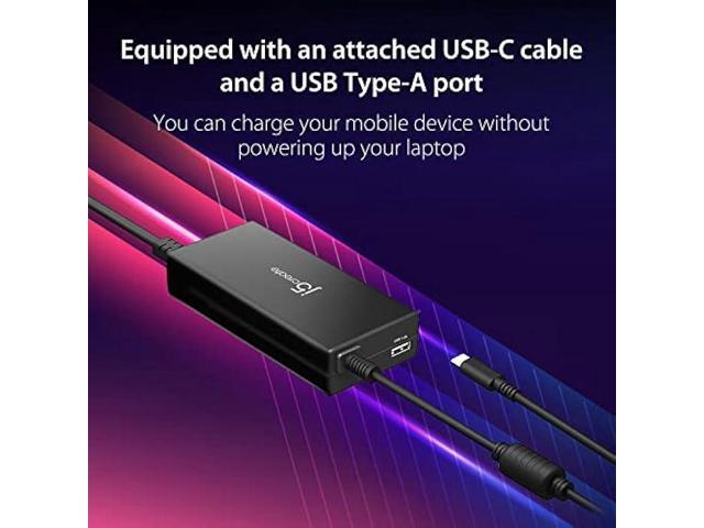 j5create USB Type C PD 100W Fast Charger for MacBook Pro, Chromebook, Laptop, Notebook, Tablet, Android, and iOS Smartphones (JUP2290)
