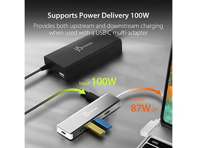 j5create USB Type C PD 100W Fast Charger for MacBook Pro, Chromebook, Laptop, Notebook, Tablet, Android, and iOS Smartphones (JUP2290)