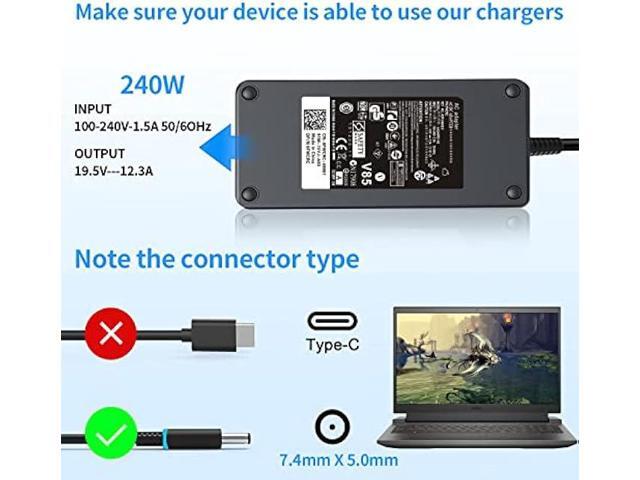 240W 19.5V 12.3A Laptop Charger Compatible with Dell Alienware M17 R1 R2 R3 R4 R5 M17X R2 R3 M18X Area-51m R2 G5 G7 Adapter Power