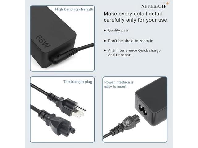 65W USB C Laptop Charger, Compatible with Lenovo ThinkPad X1 T14 T15 T480s T490 T580 T590 E480 E580 100e 300e Yoga 7i 9i C740 C940 Chromebook C330...