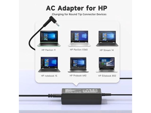 45W 19.5V Laptop Charger Compatible with HP Stream 11 13 14; Compatible with Pavilion x360 11 13 15; Probook Smart Blue Tip 4.5mm Power Supply Cord