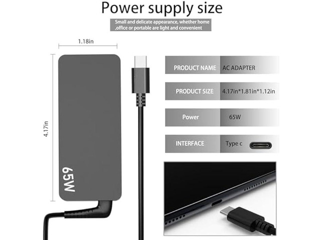 65W USB C Charger Fit for Lenovo ThinkPad X1 Z13 L14 E14 C14 P14s T15 P15s P16s T14 T490 T480 T480s T490s T590 L13 L480 Yoga C940 C930 720...