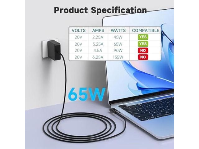 65W 45W Laptop Charger Compatible with Lenovo IdeaPad 1 3 5 Flex 4 5 6 14 15 1470 1480 IdeaPad S340 S145 330 320 310 110 110S 510 520 530S 710S...