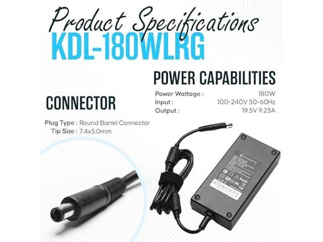 Laptop Charger 180W (UL Safety Certified) 19.5V 12.3A Power Supply Fit for Dell Alienware M17 R1 R2 R3 R4 R5 M17X R2 R3 M18X Area-51m R2 G5 G7...