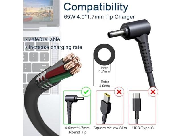 65W 45W Charger Fit for Lenovo V14 V15 V17 G2 G3 G4 Flex 4 5 1470 1570 IdeaPad 3 5 310 315 320 330 330S S340 510 520 320-15ABR 330-15IGM S340-15IWL...