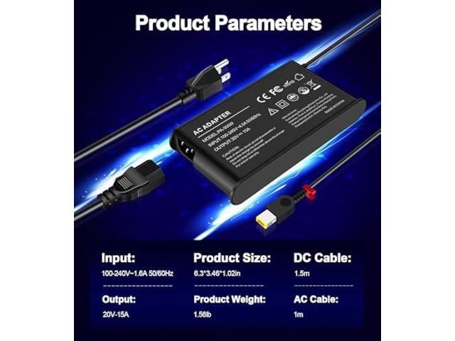 300W Laptop Charger Compatible with Lenovo Legion Pro 7 7i 5 5i Y720 Y740 ThinkPad R7000P R9000P Y9000K 9000K ADL300SLC3A ADL300SDC3A Power Supply...