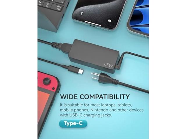 65W USB C Laptop Charger for Lenovo Thinkpad X1 T480 T480S T580 T580S ADLX65YDC2A ADLX65YLC2D ADLX65YDC3A ADLX65YDC2D Yoga C740 C930 C940...