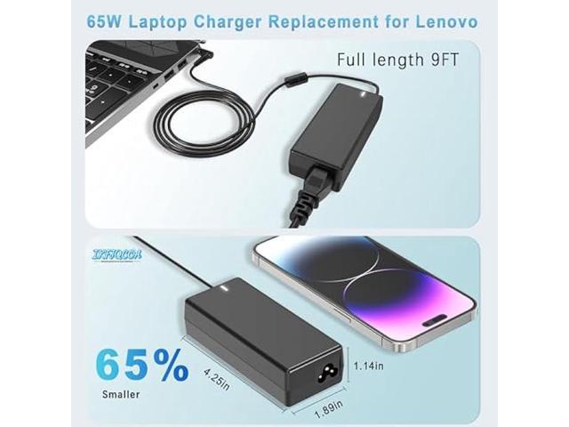 65W Laptop Charger AC Adapter Compatible with Lenovo IdeaPad 1 3 5 110 110s 320 330 330s 520 S145 S340 S540,Flex 4 5 6 V14 V15 V17,Yoga 710...