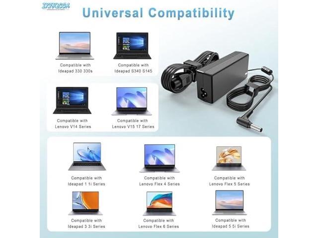 65W Laptop Charger AC Adapter Compatible with Lenovo IdeaPad 1 3 5 110 110s 320 330 330s 520 S145 S340 S540,Flex 4 5 6 V14 V15 V17,Yoga 710...
