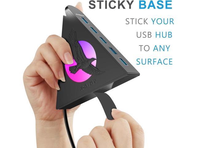 7 Port USB Hub, USB 3.0 Data Hub with 2 ft Long Cable,RGB Night Light,Multi Port Gaming Hub for PC, Laptop, Flash Drive, Keyboard, Mouse, Console,...